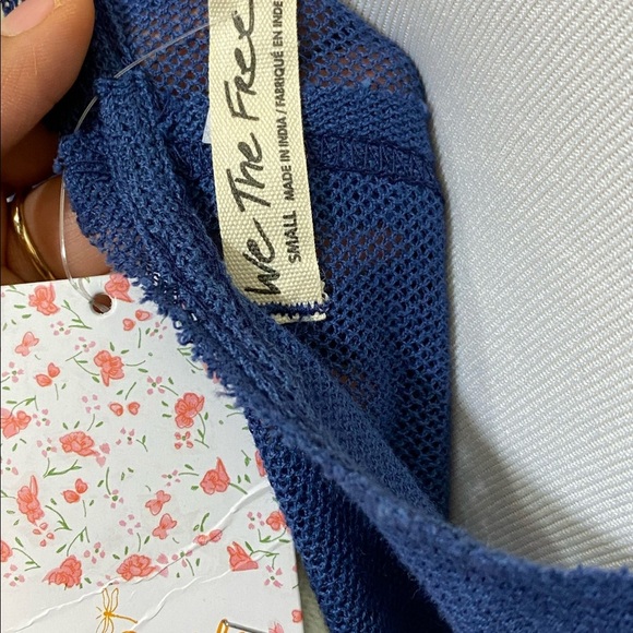 New Free People Joni Maxi Tank Mesh Top Out to Sea Blue Airy Sheer Cover Up - Picture 5 of 5